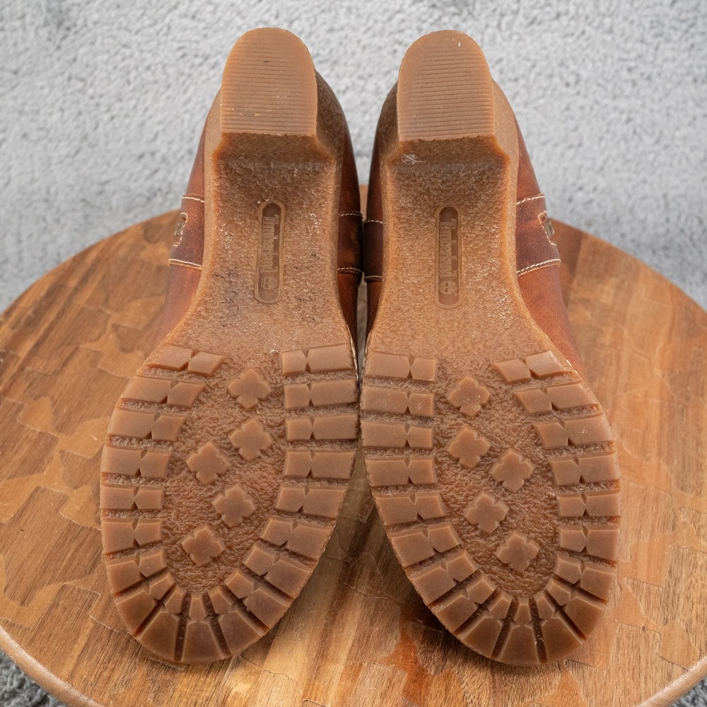 Timberland Ankle Boots Women 8.5 Brown‎ High Heel Chunky Zip Up Buckle Ortholite - Picture 7 of 7